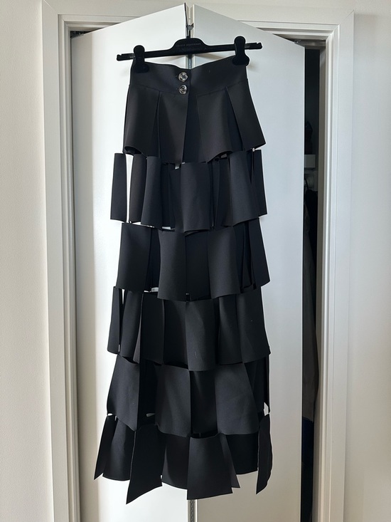 A.W.A.K.E Mode Black Laser Cut Squares Tiered Maxi Skirt - Women - Picture 2 of 6